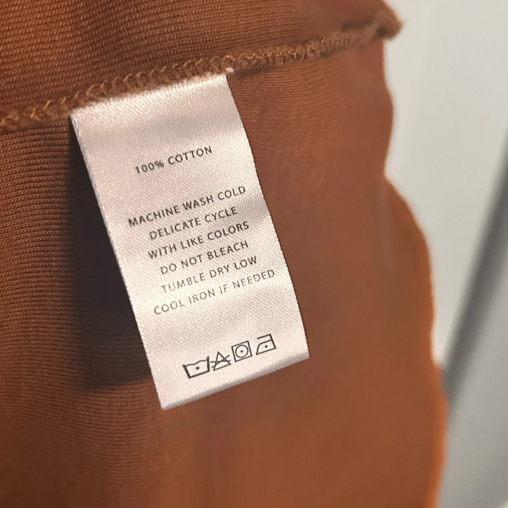 Lilla P Women’s Rust V-Neck Pocket T-Shirt Mini‎ Dress Small S Cotton Minimalist